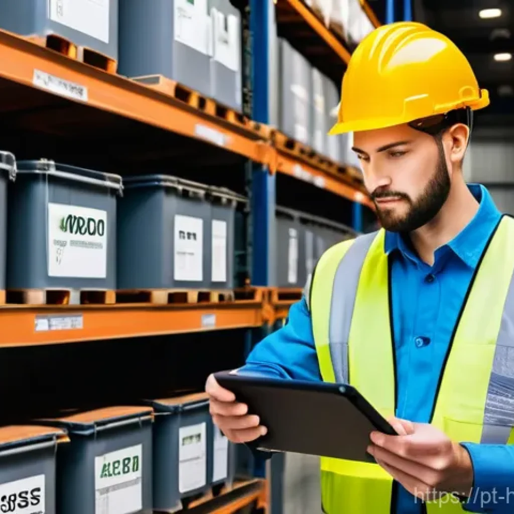 위험물관리사 자격증으로 해외 취업하기 - **Prompt:** "A highly competent logistics professional, wearing a clean, modern safety vest with ref...