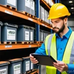 위험물관리사 자격증으로 해외 취업하기 - **Prompt:** "A highly competent logistics professional, wearing a clean, modern safety vest with ref...