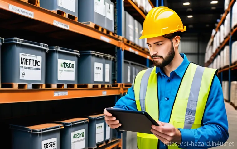 위험물관리사 자격증으로 해외 취업하기 - **Prompt:** "A highly competent logistics professional, wearing a clean, modern safety vest with ref...