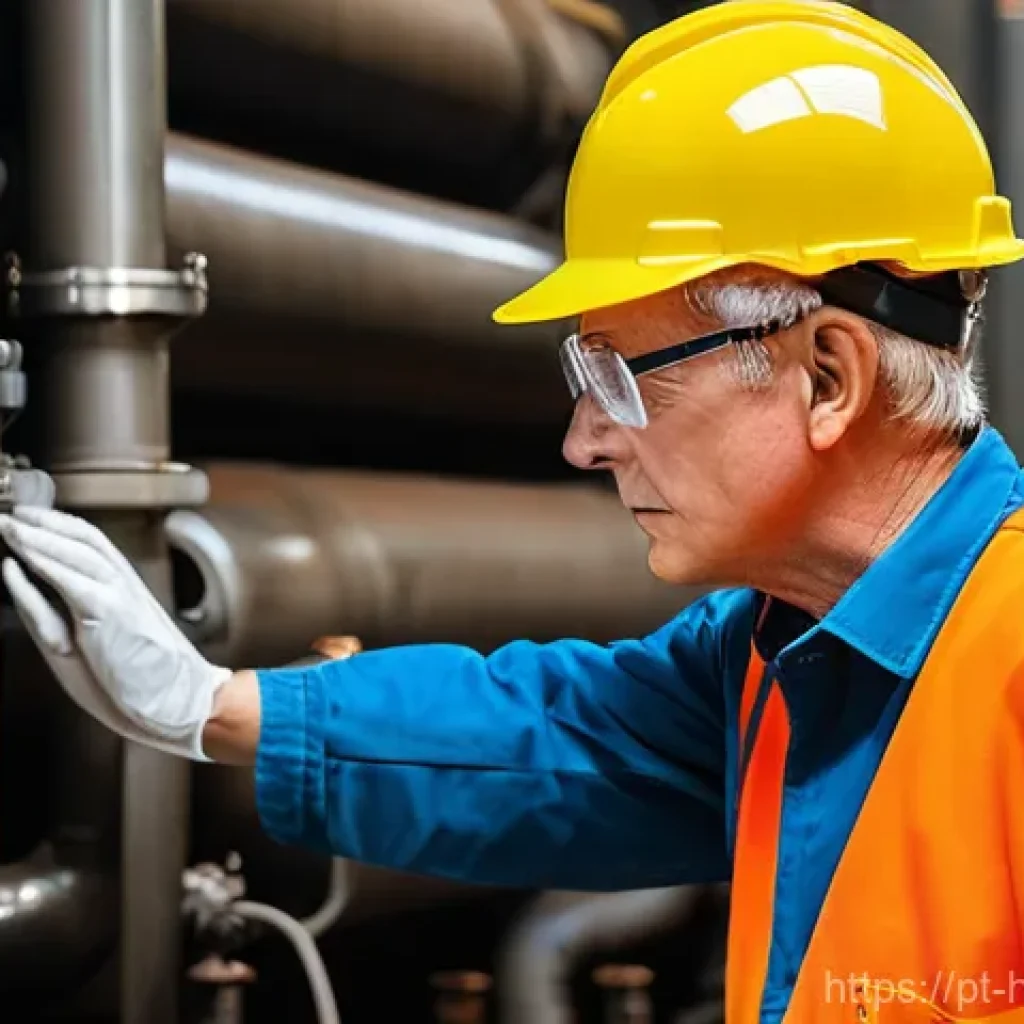 위험물관리사 실무 환경에서의 안전 관리 노하우 - **Prompt 1: "The Vigilant Eye of Experience"**
"A seasoned male safety inspector, approximately ...