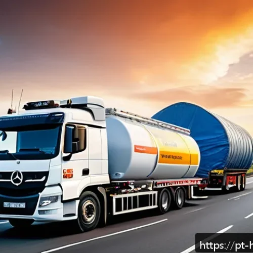Home 28 위험물관리사 실무에서의 위험물 운반 절차 - A highly detailed scene showing a modern hazardous materials transport truck equipped with specializ...